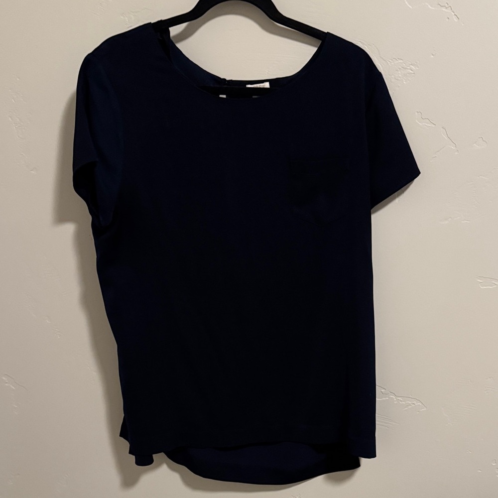 J. Crew navy blouse with front pocket. EUC